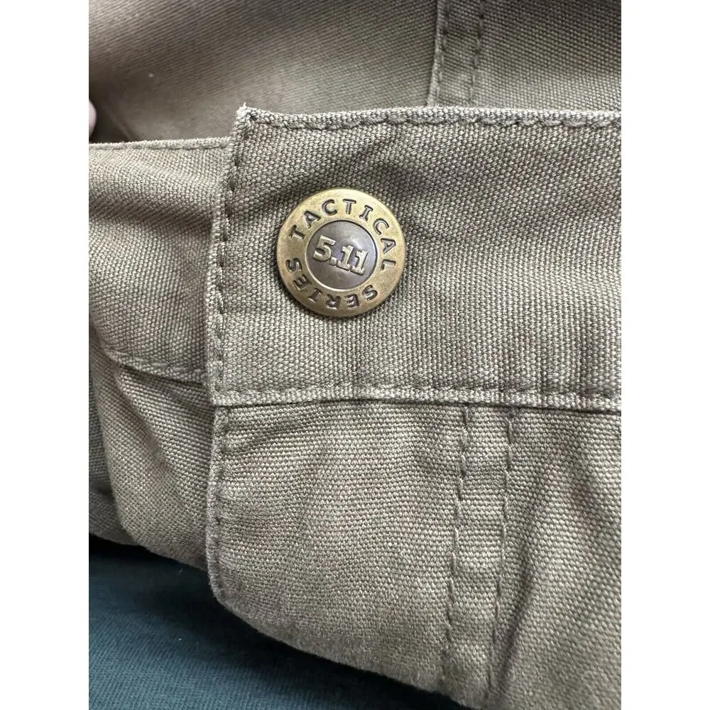 Tactical 5.11 Pants Mens 38*36 Brown Cargo Elastic Waist Flat Front Outdoor Work